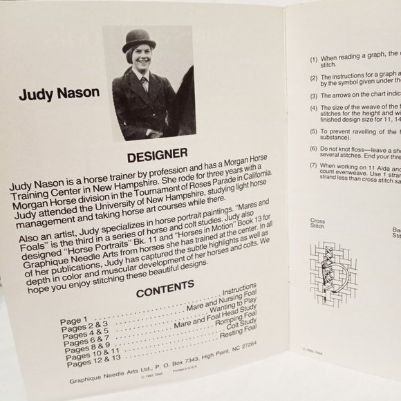 Mares and Foals Horses Cross Stitch Leaflet Judy Nason 1982 Graphique Needle Art - Picture 2 of 8